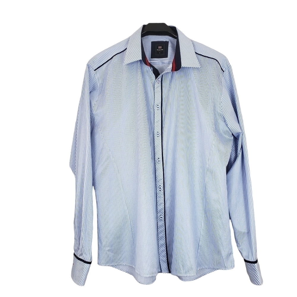 Sloane 044 Long-Sleeve Stripe Dress Shirt Size 3XL - Picture 3 of 13